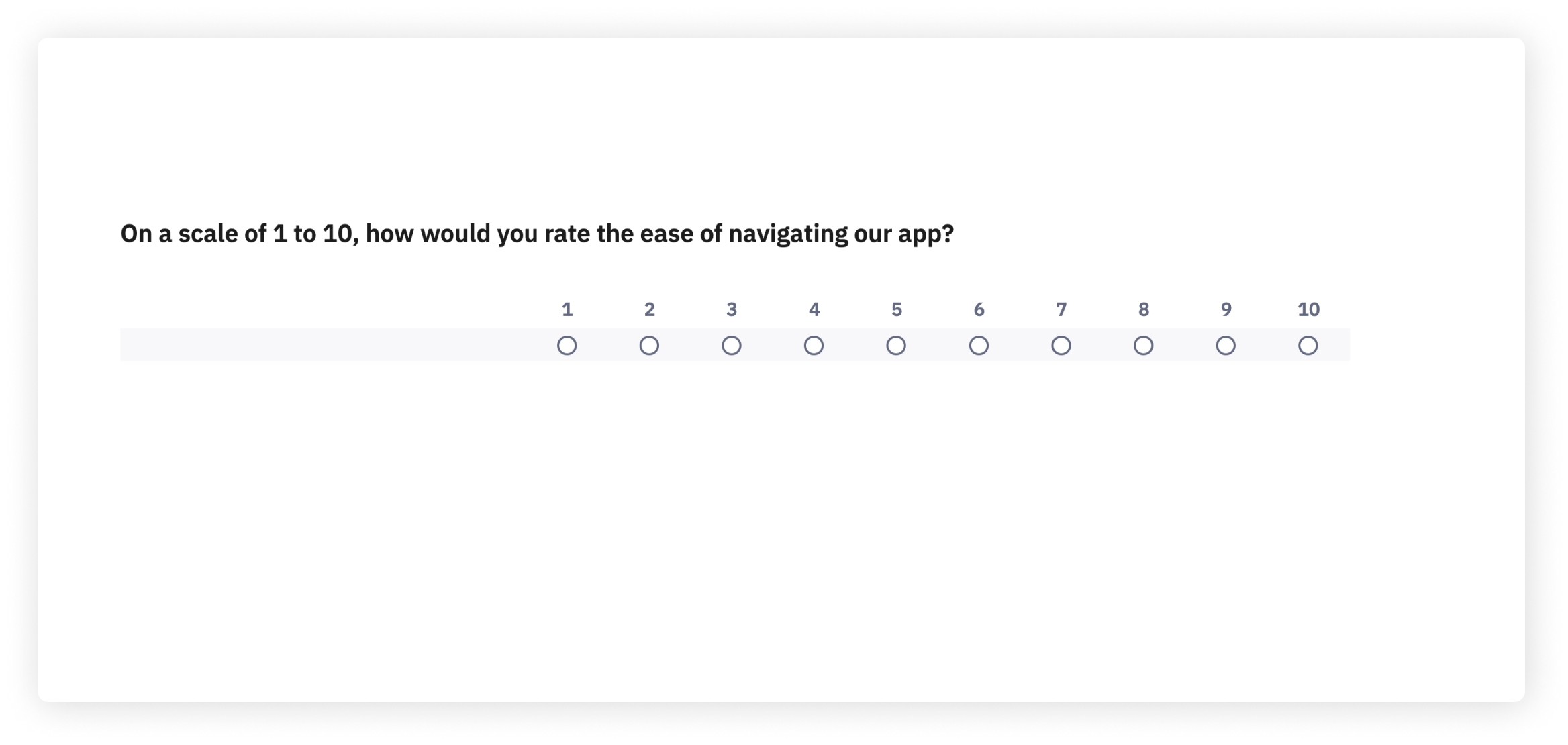 UX survey example question